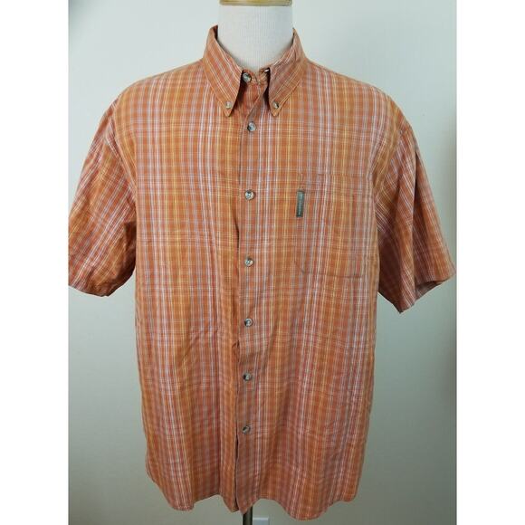 Columbia Sportswear Orange Plaid Button Front Shirt size XL 12921-0405 - Picture 2 of 7